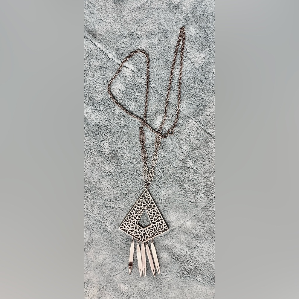Vintage Kendra Scott Kingston Long Pendant Fringe Necklace in Filigree